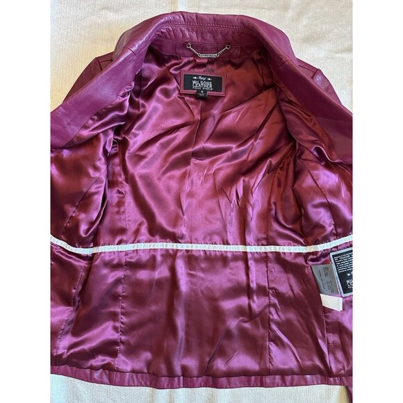 Wilson Leather Jacket Woman Small Fuchsia Pink Pelle Studio Italian Leather Soft - Picture 4 of 11